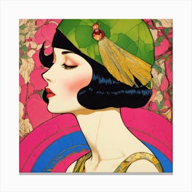 Lady With Green Hat Canvas Print