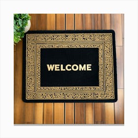 A Photo Of A Door Mat With A Welcome Mat Pattern 1 Canvas Print