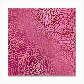 Pink Mandala Glitter Bohemian Girly Glitter Canvas Print