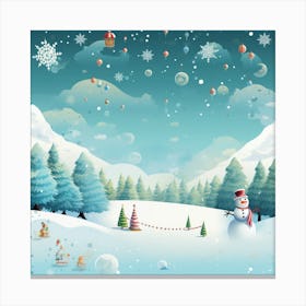 Snowman In The Snow 7 Canvas Print