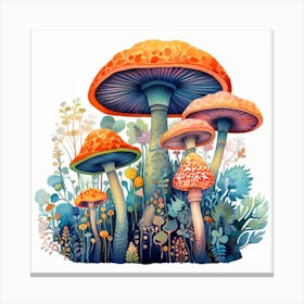 Mushrooms In The Meadow Canvas Print