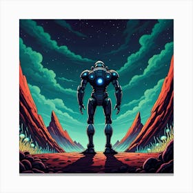 Robot exploring alien landscape Canvas Print