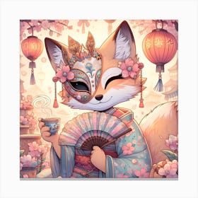 Fox In Kimono 1 Canvas Print