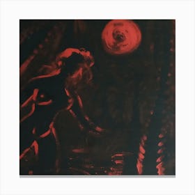 Woman and Mystic Full Moon Canvas Print
