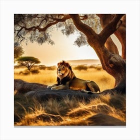 Lion In The Savannah 33 Canvas Print