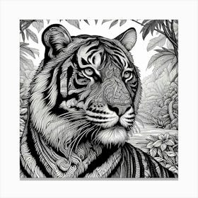 Line Art tiger 1 Canvas Print