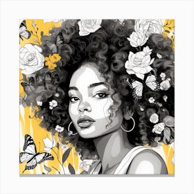 Afro Girl With Butterflies 4 Canvas Print