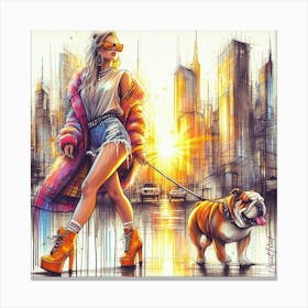 Casual Vibe With Bulldog Canvas Print