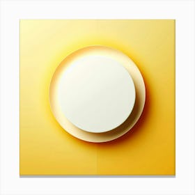 White Plate On Yellow Background Canvas Print