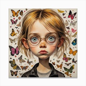 Beautiful Girl With Butterflies Canvas Print