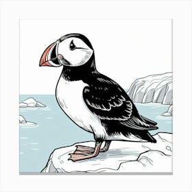 Line Art puffin 2 Canvas Print