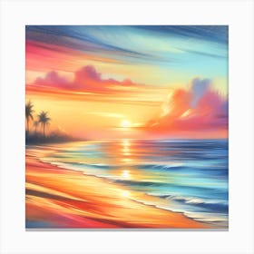 Sunset Beach Painting 1 Canvas Print