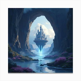 Mystical Portal Opening To An Enchanted Floating Castle 1 Canvas Print