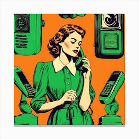 Woman Talking On A Phone Canvas Print