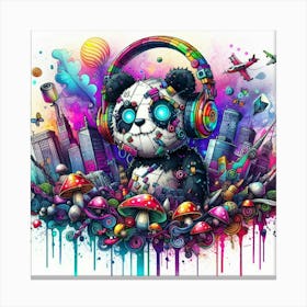 Panda With Headphones 3 Canvas Print