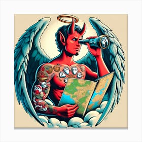 Devil With A Map Canvas Print