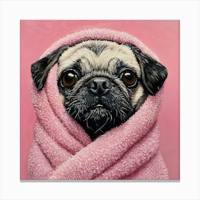 Pug In Towel Bathroom Art 2 Canvas Print