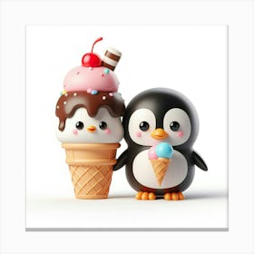 Ice Cream Penguins Canvas Print