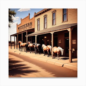 Western Town In Texas With Horses No People Mysterious (2) Canvas Print