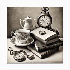 Monochromatic Still Life Composition Featuring A Collection Of Vintage Objects Canvas Print