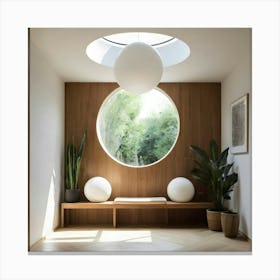 Round Window In A Hallway Canvas Print