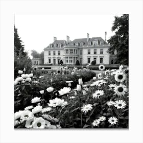 Black And White Flower Garden Canvas Print