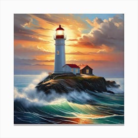 Lighthouse At Sunset 20 Canvas Print