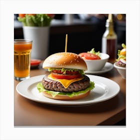 Hamburger In A Restaurant 3 Canvas Print