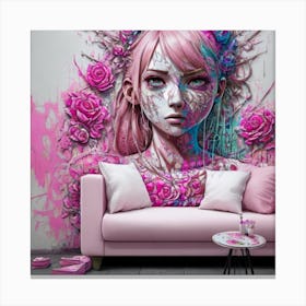 Girl With Roses Canvas Print