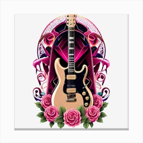 Electric Guitar With Roses 17 Canvas Print