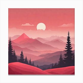 Misty mountains background in red tone 67 Canvas Print