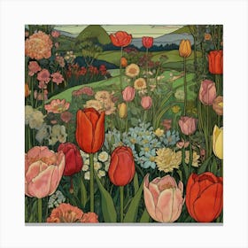 Tulips In The Garden 19 Canvas Print