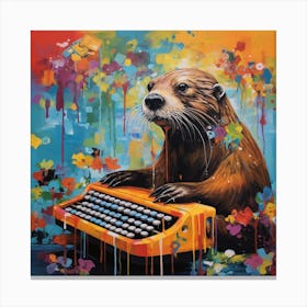 Otter Typing 3 Canvas Print