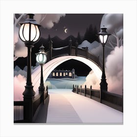 Night In The Park Landscape Canvas Print