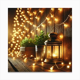 Fairy Light Glow Wall Art: A Cozy and Dreamy Scene with Rustic Decor for Warm and Inviting Home Decor Print Art Canvas Print