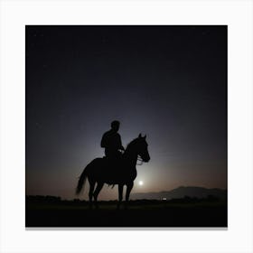 Silhouette Of A Horse Rider Canvas Print