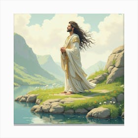 Majestic Lord With Watercolor Tranquil Scene 1 Canvas Print