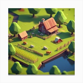 Low Poly Farm 5 Canvas Print