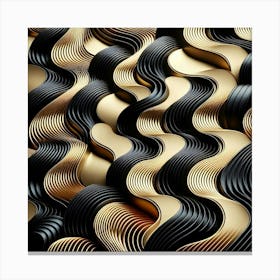 Abstract Gold And Black Wavy Pattern Canvas Print