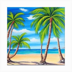 Palm Trees On The Beach 6 Canvas Print