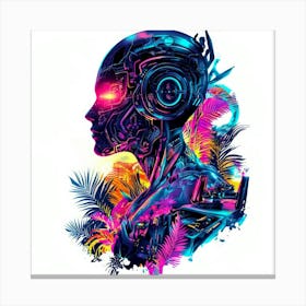 Robot Woman.Generated AI. Wall Art Print Canvas Print