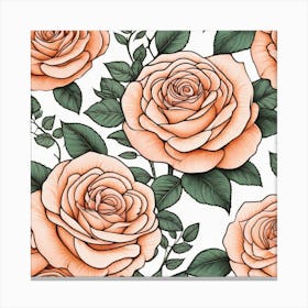 Seamless Pattern With Roses 4 Canvas Print