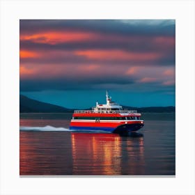 Ferry At Sunset Canvas Print