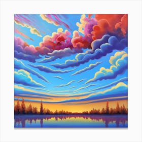 Sunset At The Lake Print Canvas Print