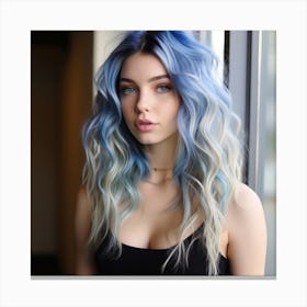 Blue Haired Girl Canvas Print