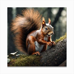 Red Squirrel In The Forest 15 Canvas Print