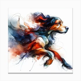 Experience The Beauty And Grace Of A Dog In Motion With This Dynamic Watercolour Art Print 2 Canvas Print