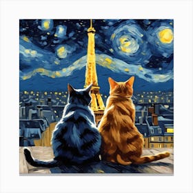 van goth starry night cats Canvas Print