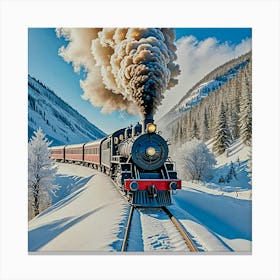 Steam Train In Winter Canvas Print