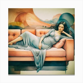 Woman Laying On A Couch 2 Canvas Print